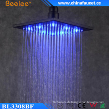 9mm Regen Fall Wasser sparende schwarz lackiert LED Top Dusche